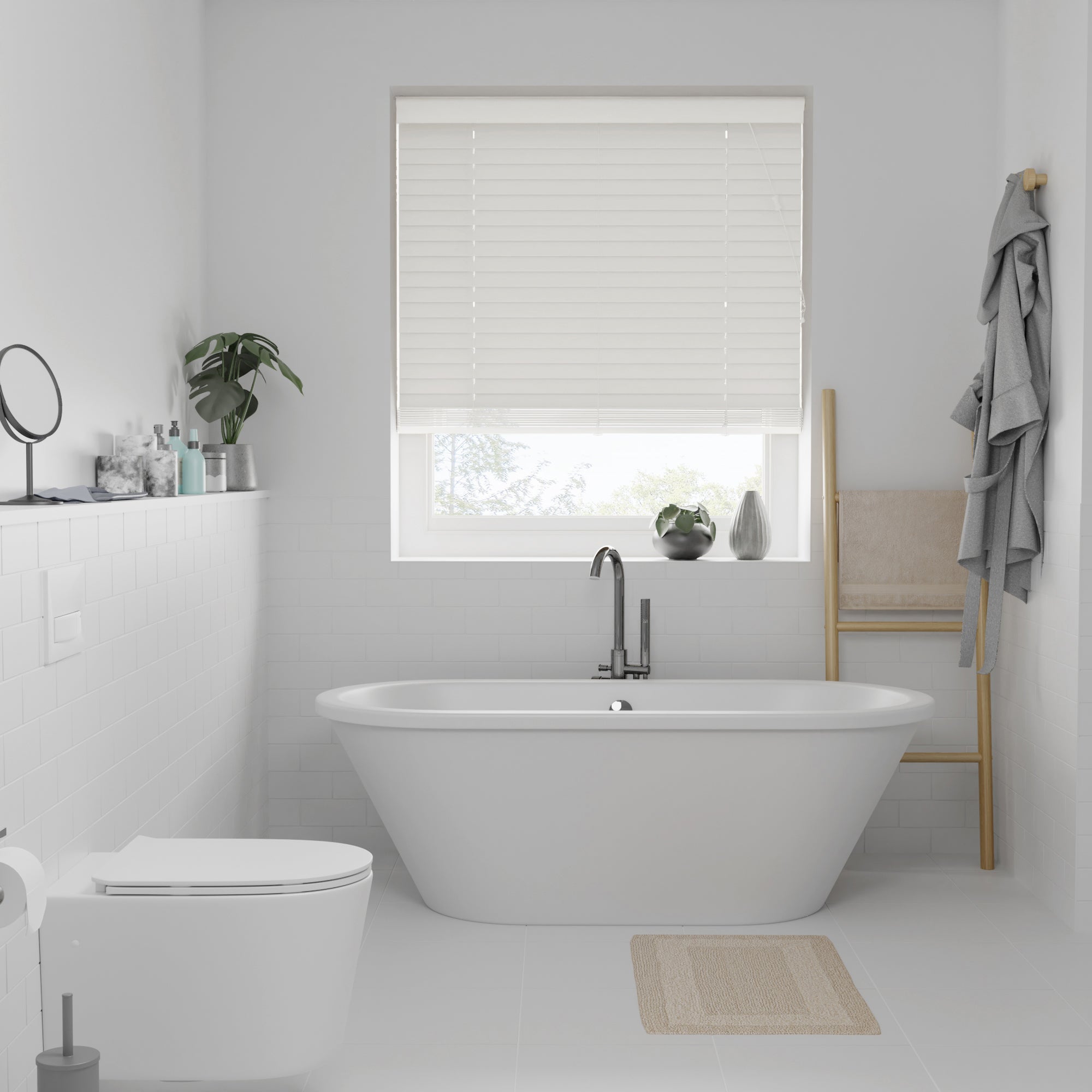 Swish Made To Order 50mm Slats Faux Wood White Venetian Blind White