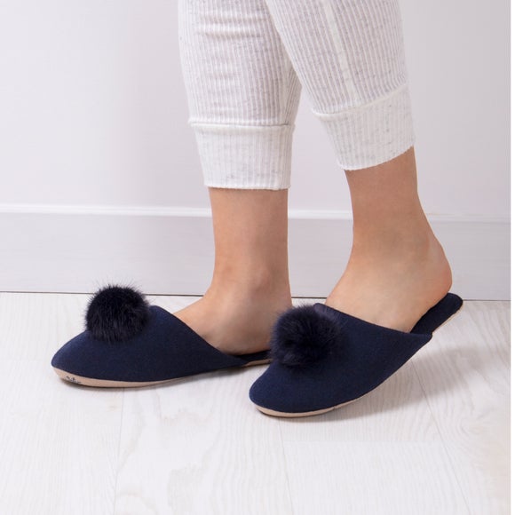 totes pom pom mule slippers