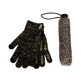 totes Animal Print Supermini Umbrella and Glove Set