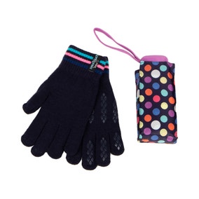 totes Multicoloured Spots Compact Umbrella and Glove Set