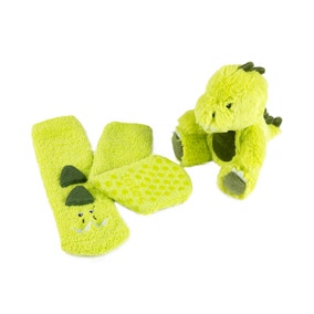 totes Dinosaur Kid's Plush Toy and Slipper Socks Set