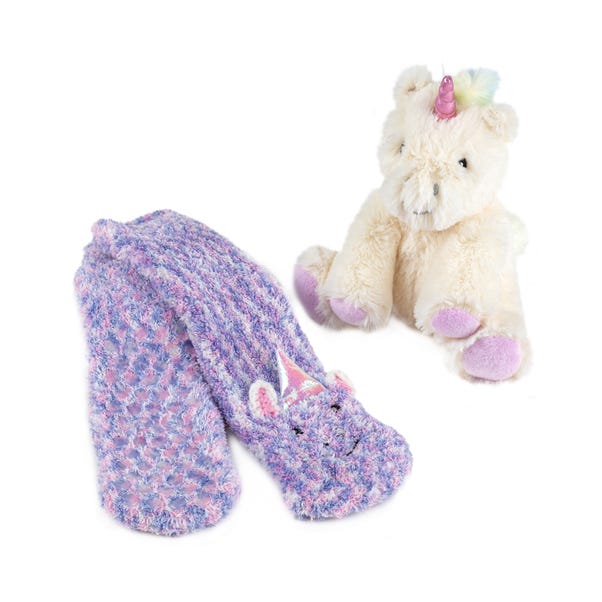 totes Unicorn Kid's Plush Toy and Slipper Socks Set image 1 of 3