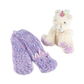totes Unicorn Kid's Plush Toy and Slipper Socks Set
