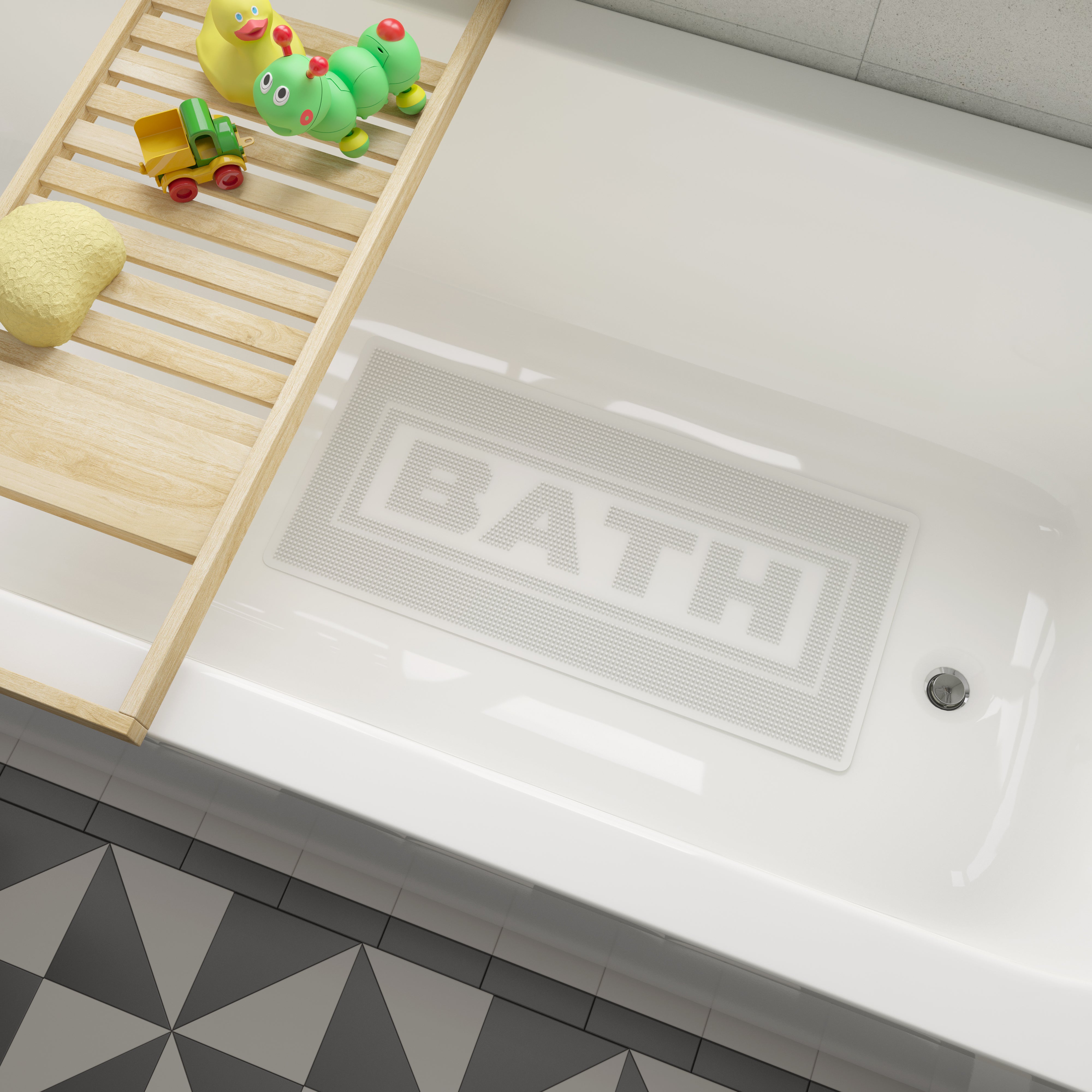 Bath Print Bath Mat White