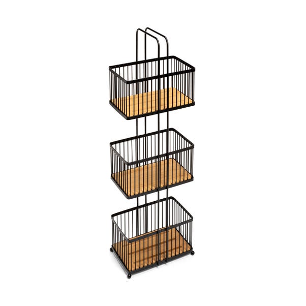 Black & Bamboo Free Standing 3 Tier Storage Caddy image 1 of 5