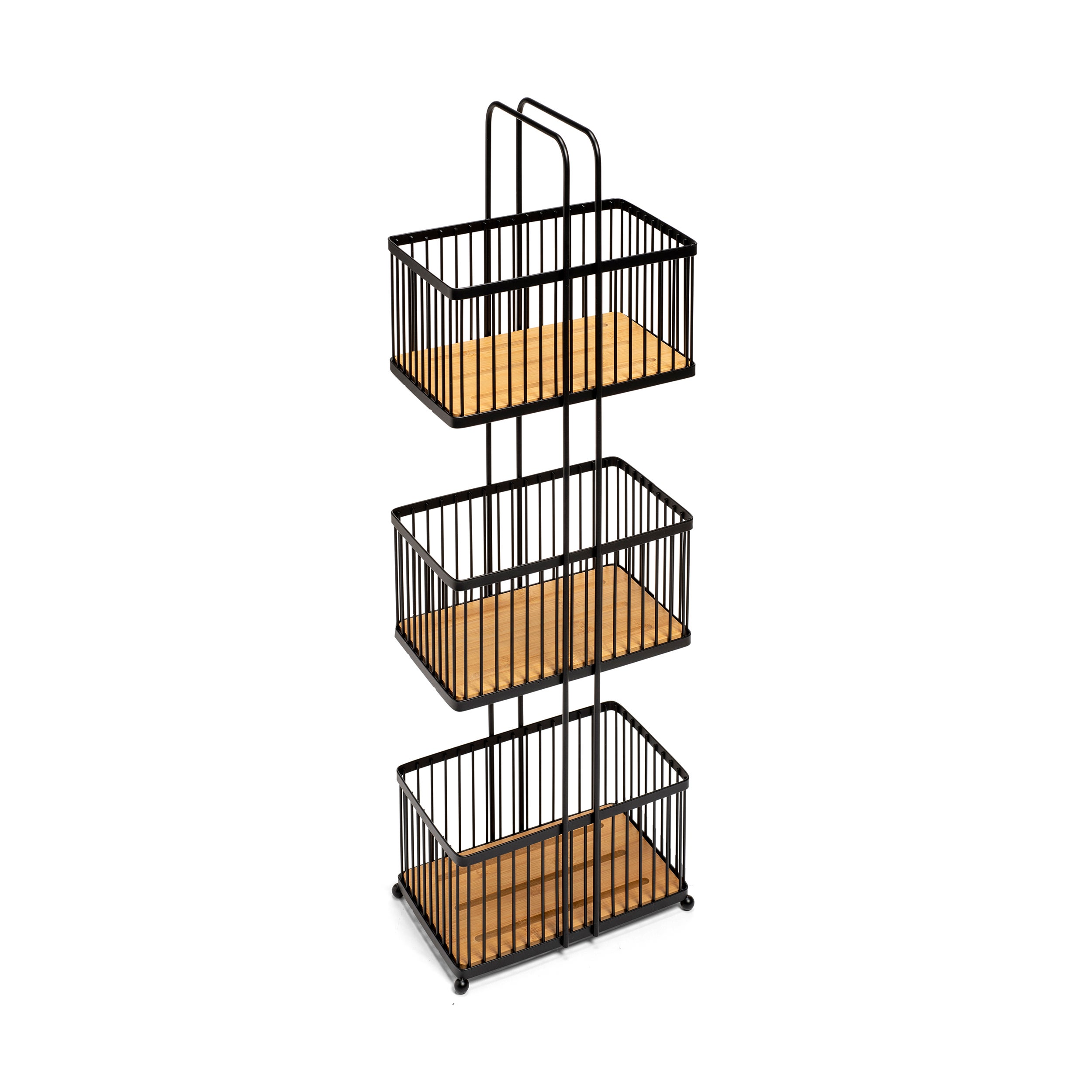 Black & Bamboo Free Standing 3 Tier Storage Caddy