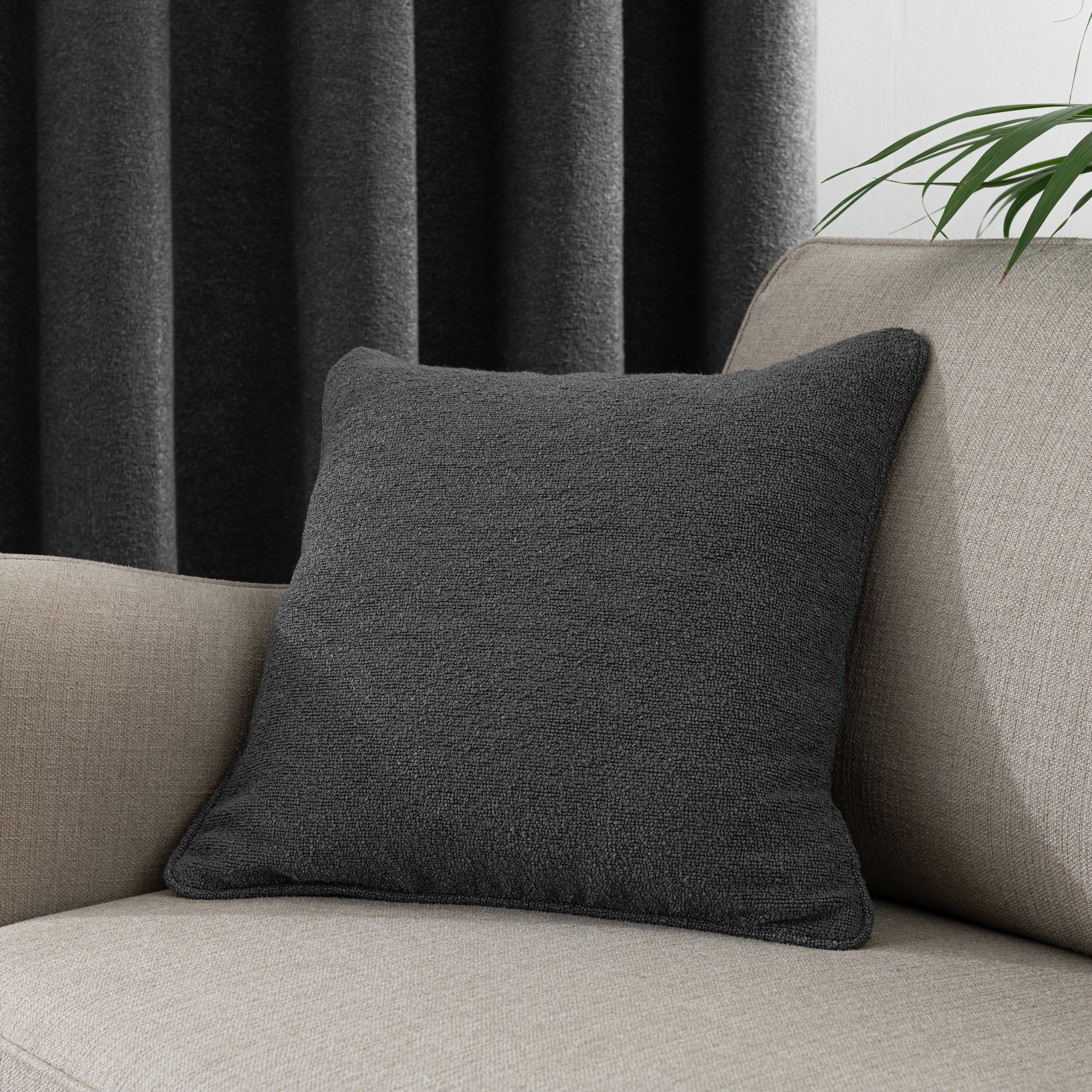 Boucle Plain Cushion Grey