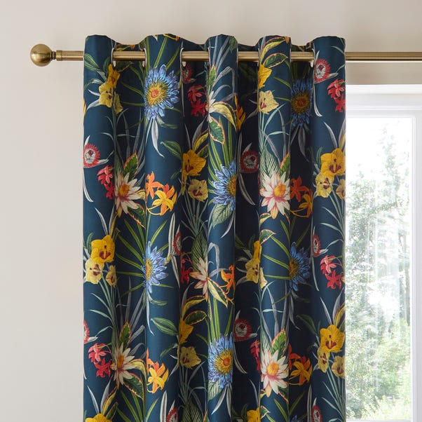 Tropical Floral Multi Blackout Eyelet Curtains image 1 of 5