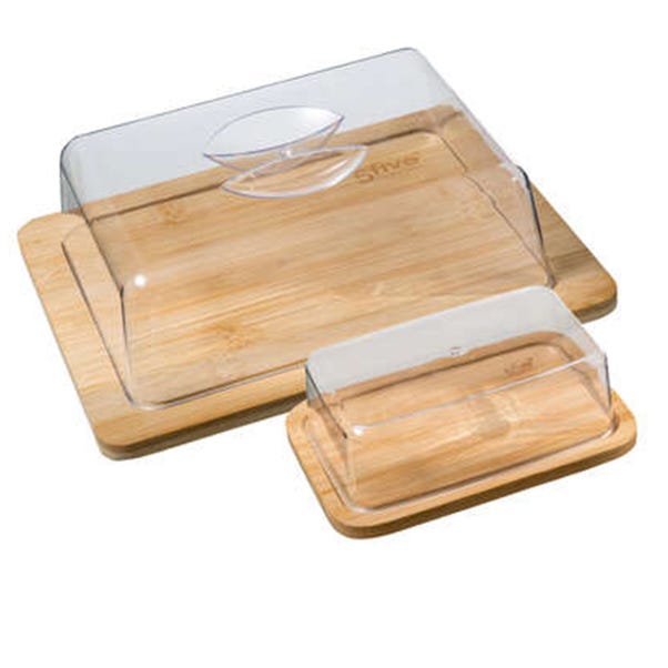 Bamboo Cheese & Butter Storage Box Set image 1 of 2