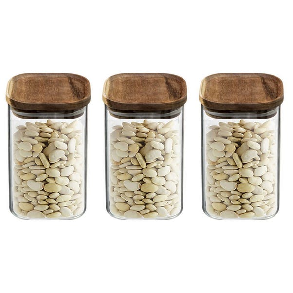 Set of 3 Air Seal Square Glass Storage Jars image 1 of 3