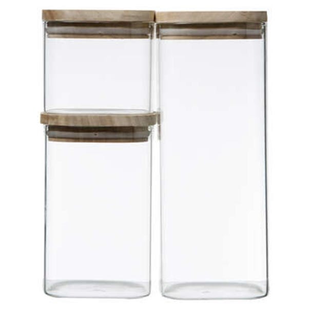 Set of 3 Stacking Glass Storage Jars image 1 of 6