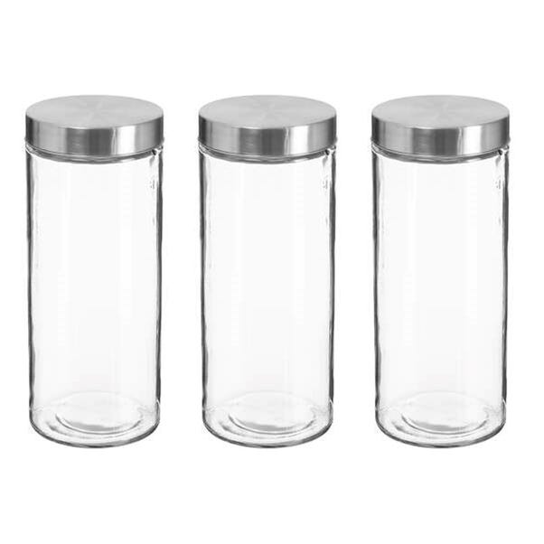 Set of 3 Screw Top Lid Glass Storage Jars image 1 of 1