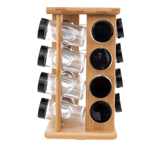 Bamboo 16 Jar Spice Rack Set Dunelm