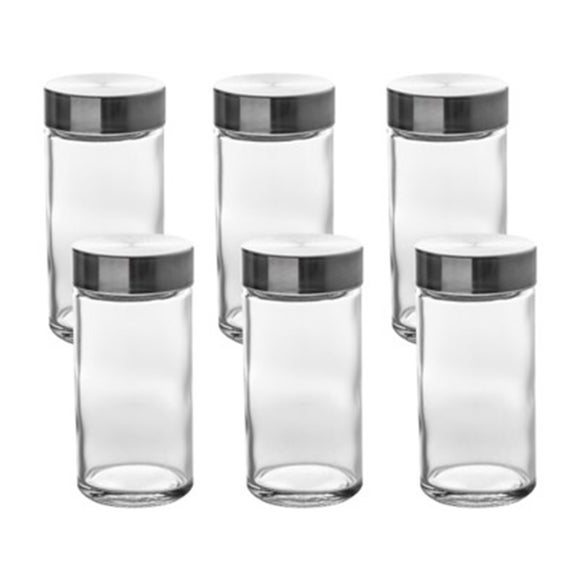 6 Glass Screw Top Spice Jars Dunelm