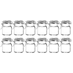 Set of 12 Glass Clip Top Lid Spice Jars