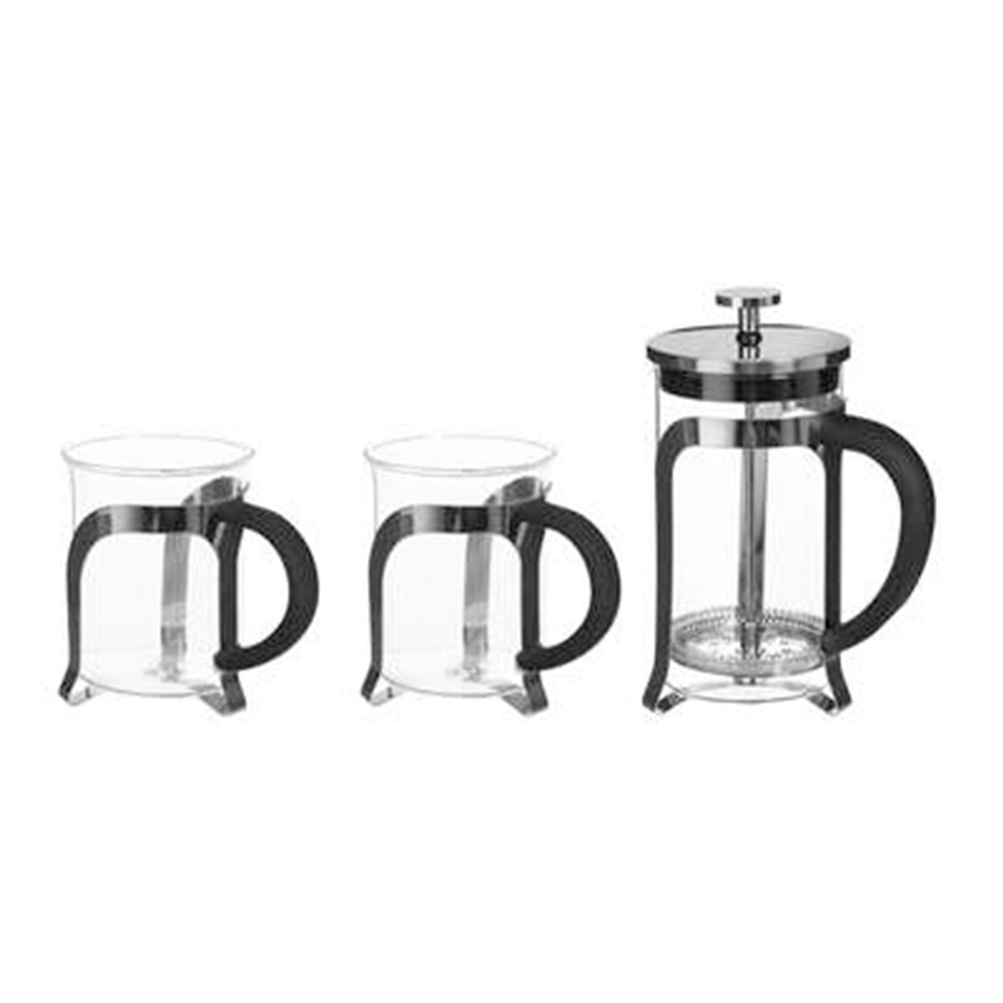 Image of 600ml Cafetiere & Glass Set Silver