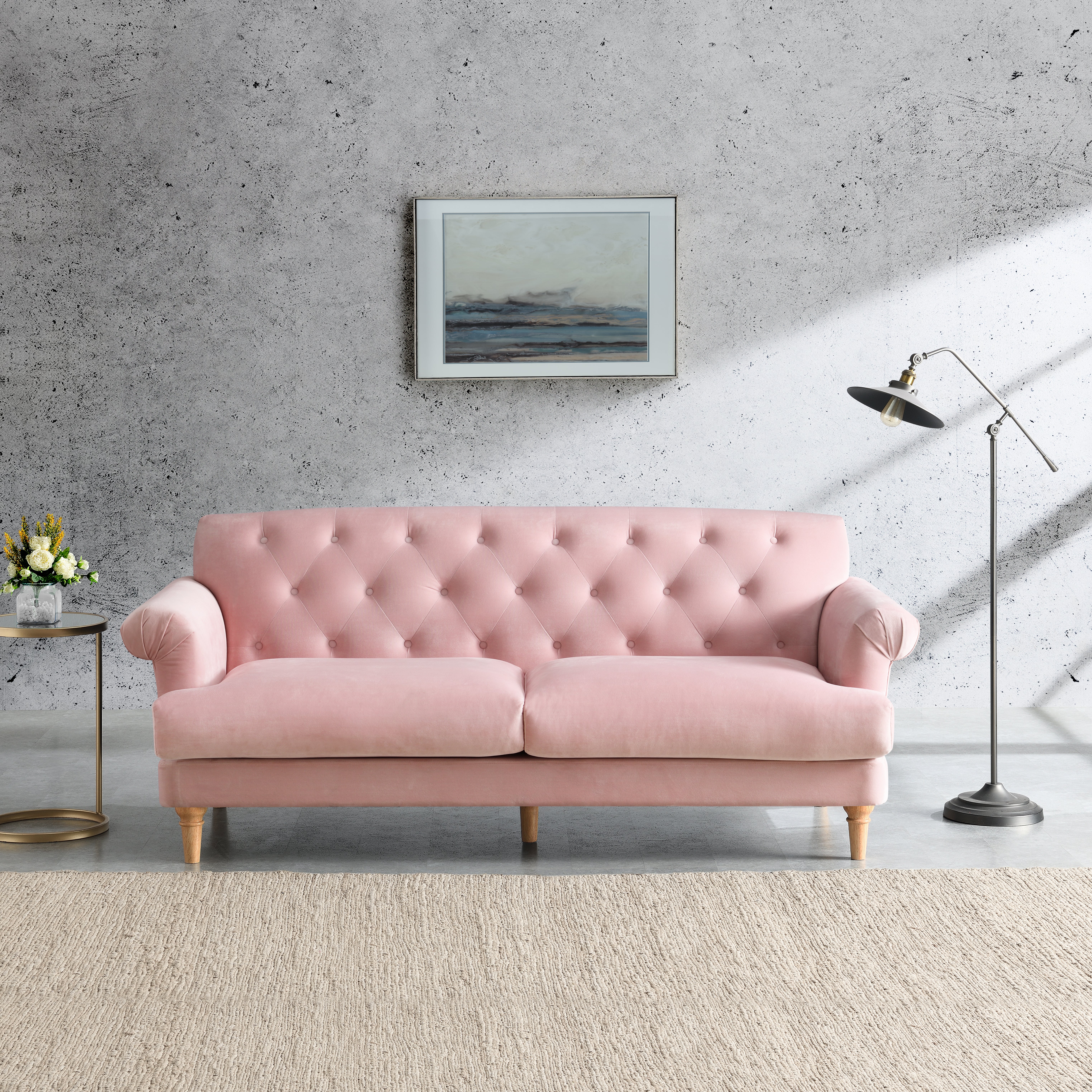 Jazz Velvet 3 Seater Sofa Pink