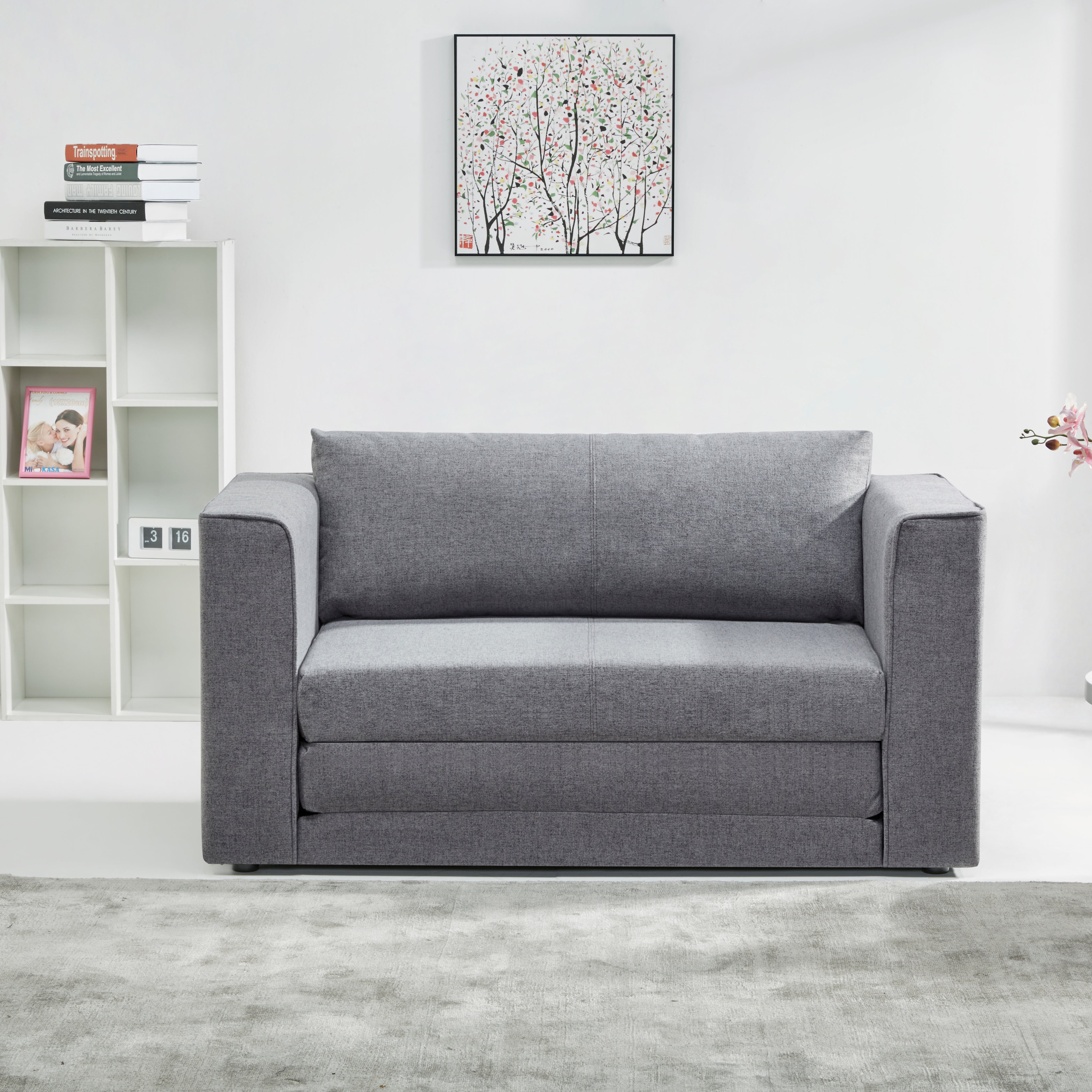 Luna Fabric Grey Compact Double Sofa Bed