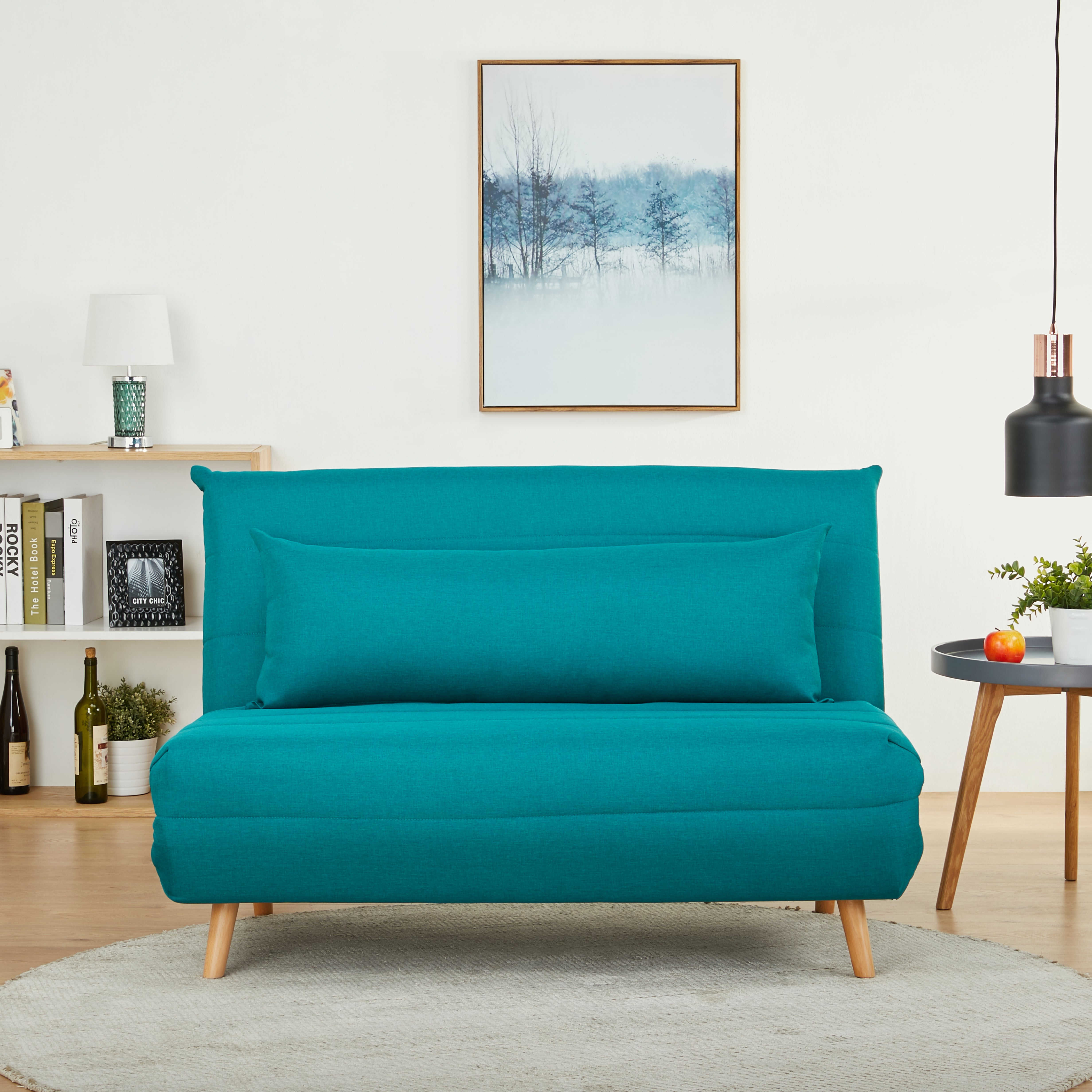 Aria Fabric Sofa Bed Teal Blue