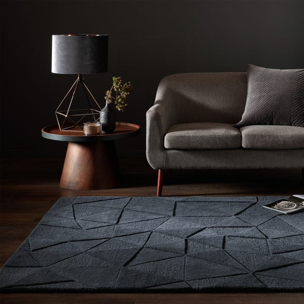 Shard Geometric Wool Rug Charcoal undefined