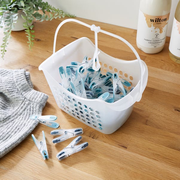 Pack of 50 Soft Grip Plastic Pegs in Basket image 1 of 4