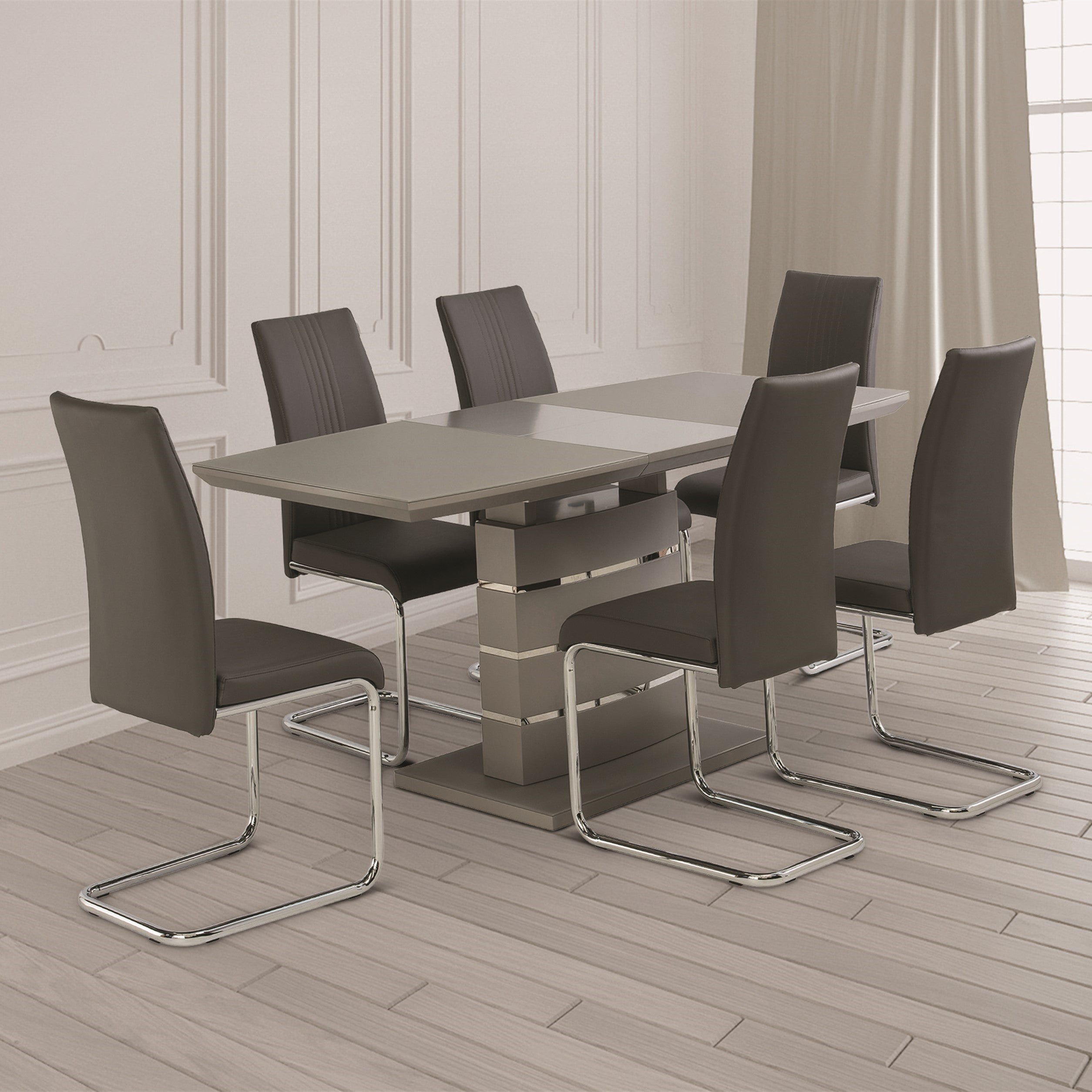 Argenta 6 Seater Rectangular Extendable Dining Table Grey Grey