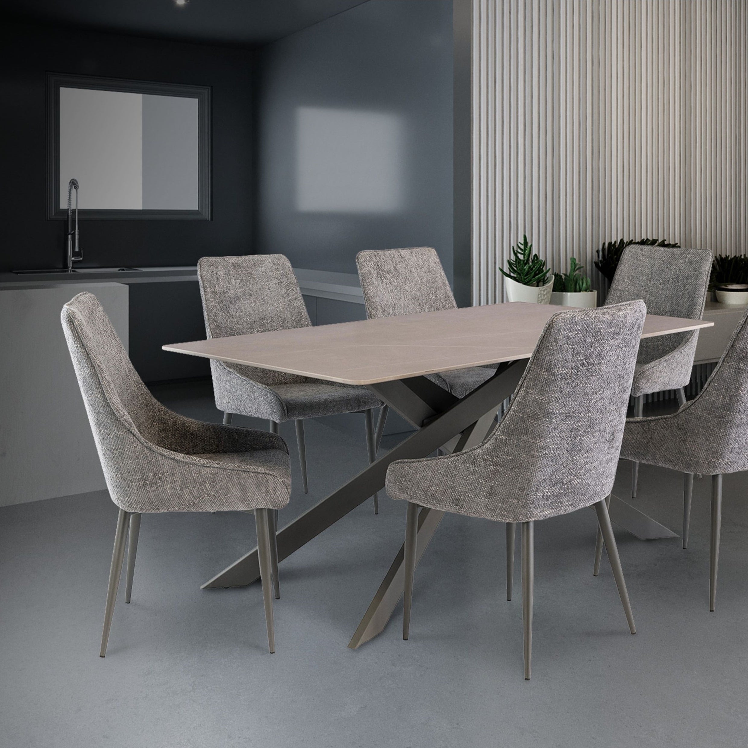 Camilla 6 Seater Dining Table Sintered Stone Grey