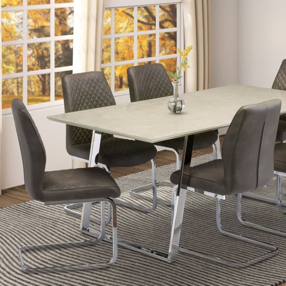 Marble top dining table deals 6 seater