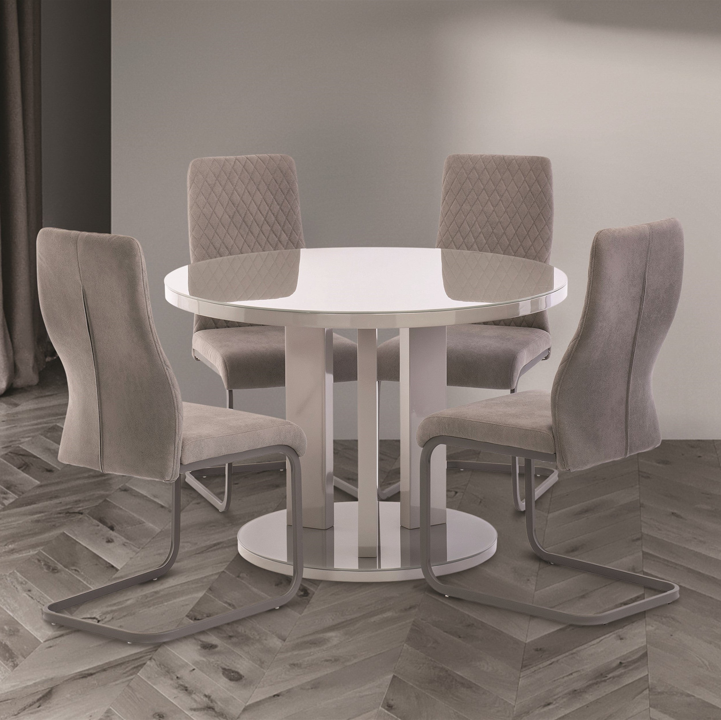 Ellie 4 Seater Round Dining Table Grey