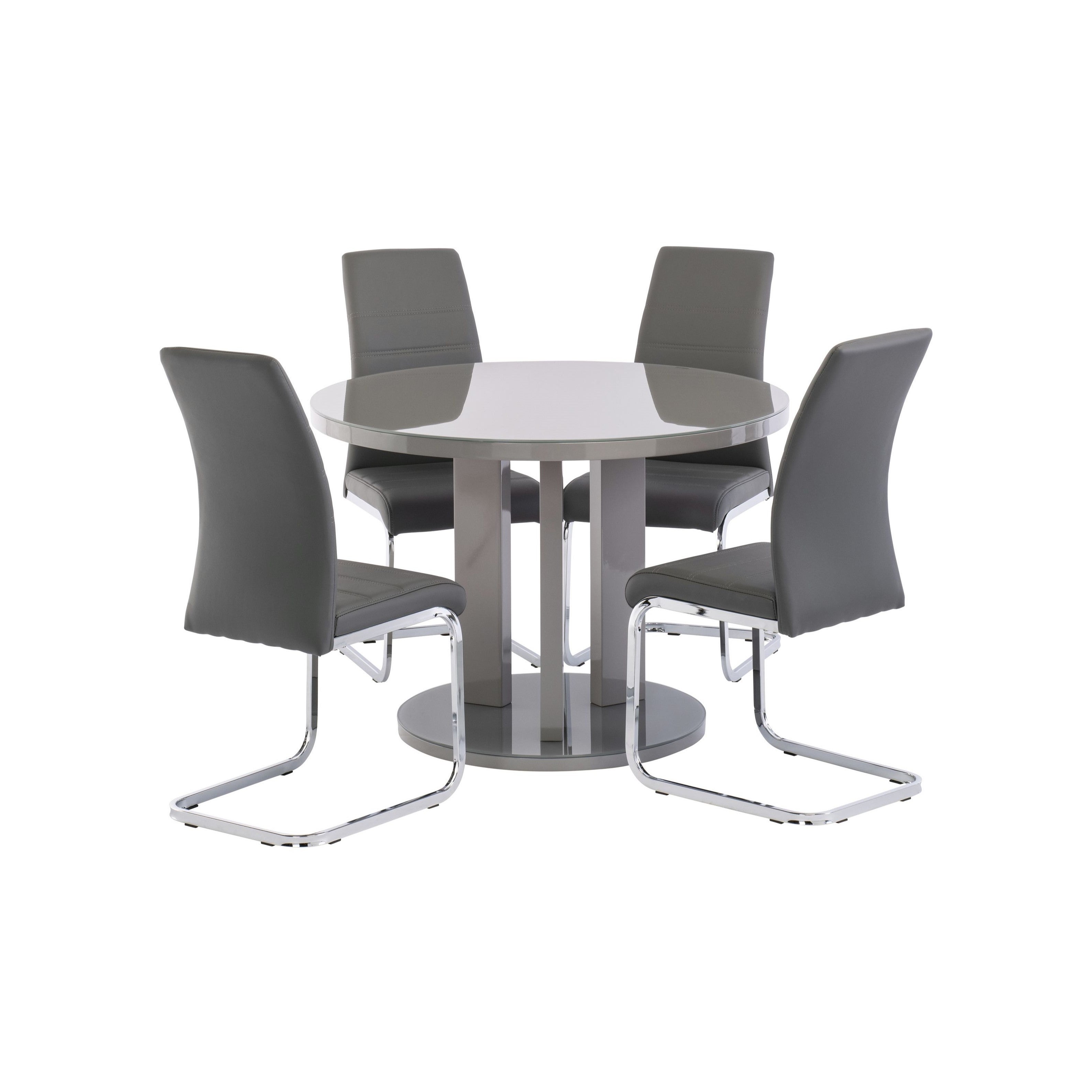 Ellie 4 Seater Round Dining Table Grey