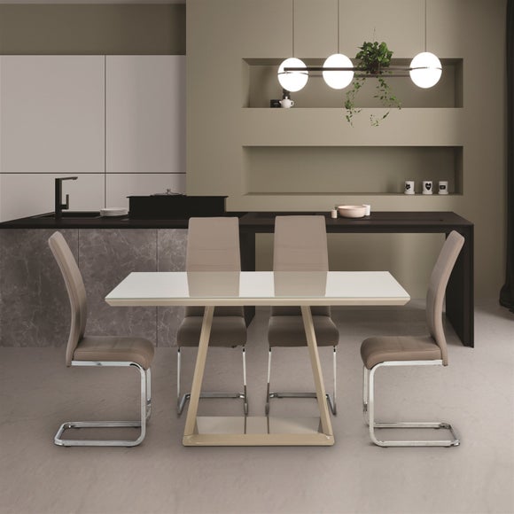 Cream high gloss on sale dining table