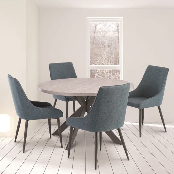 Rimini 4 Seater Round Dining Table, Light Grey image 1 of 3