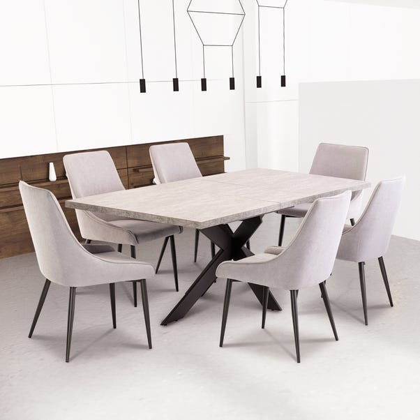 Rimini 6-8 Seater Rectangular Extendable Dining Table, Light Grey image 1 of 5