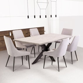 Rimini 6-8 Seater Rectangular Extendable Dining Table, Light Grey