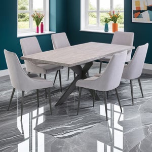 Rimini 6-8 Seater Rectangular Extendable Dining Table- Light Grey