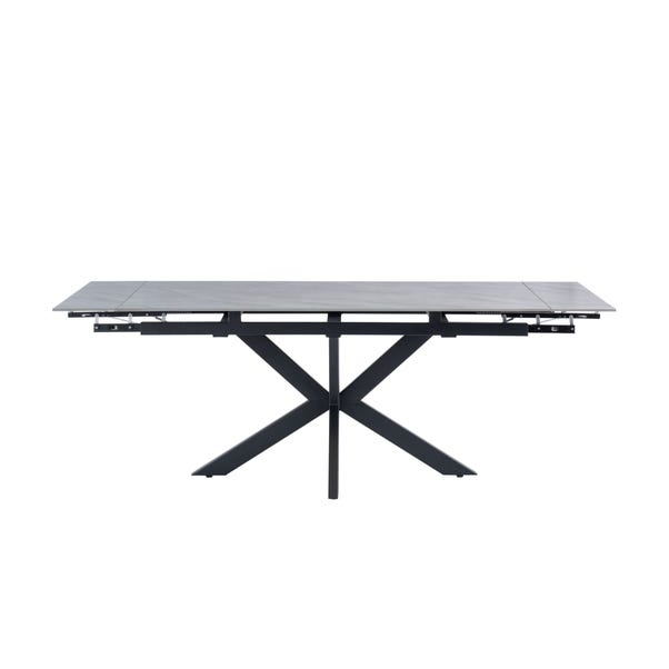 Sutton 6-8 Seater Rectangular Extendable Dining Table, Grey Sintered Stone image 1 of 4