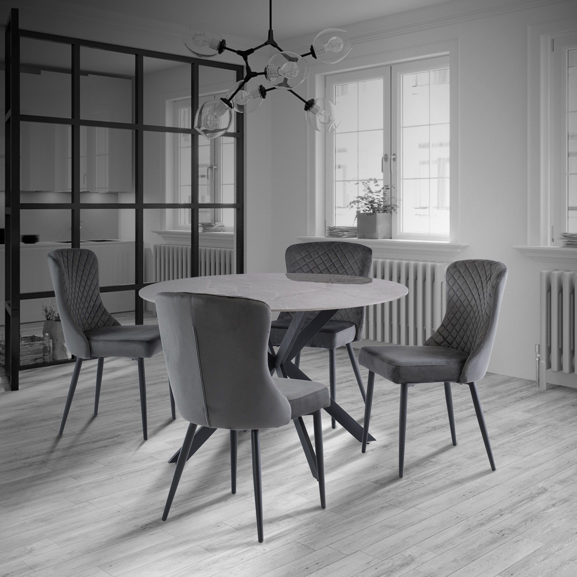 Talia Round 4 Seater Dining Table Sintered Stone Grey