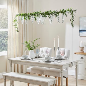 Artificial White Hanging Plant Over Table Display