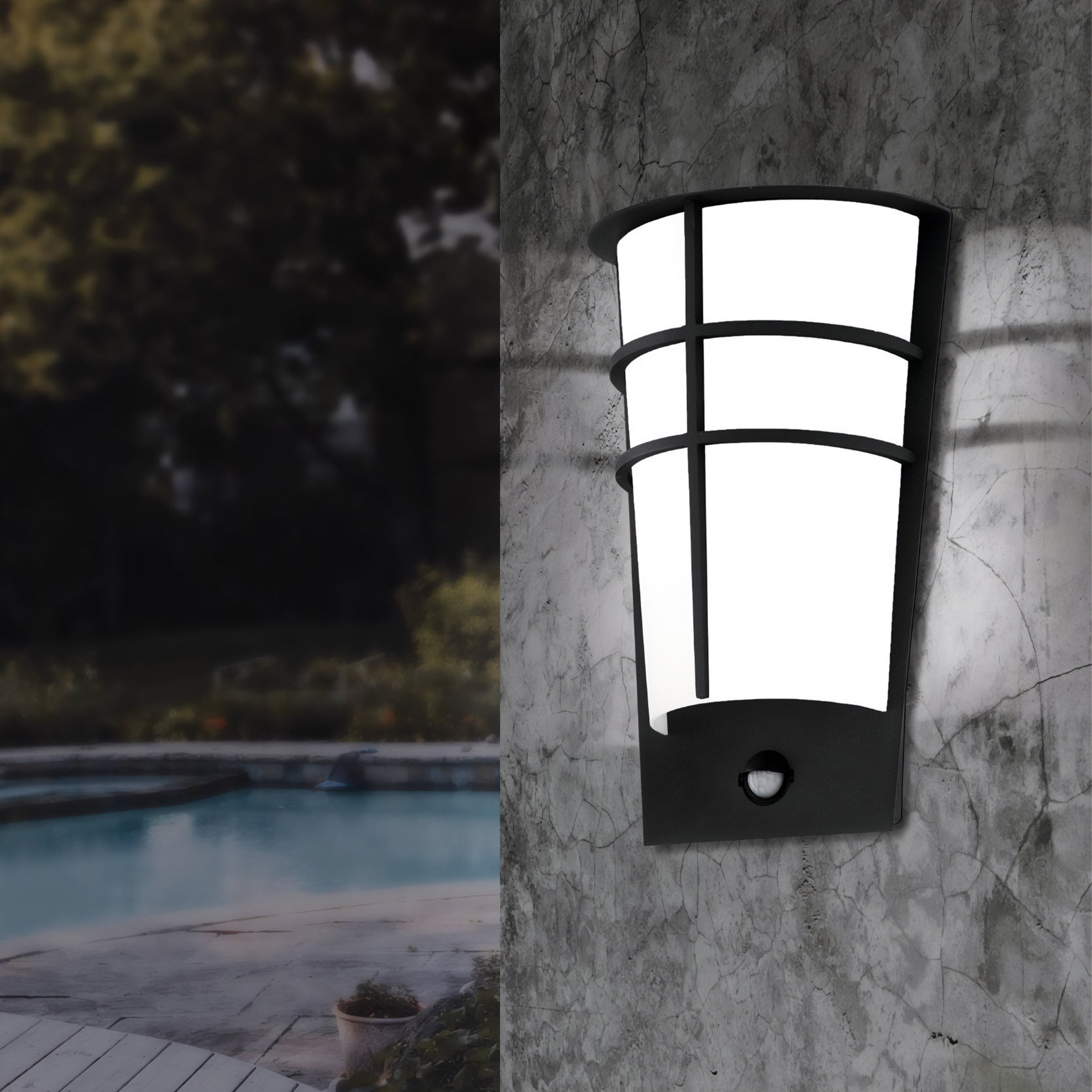 Eglo Breganzo 2 Light Led Sensor Outdoor Wall Lamp Anthracite