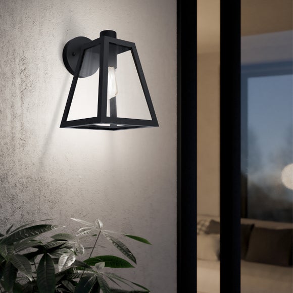 Caged outdoor store wall light