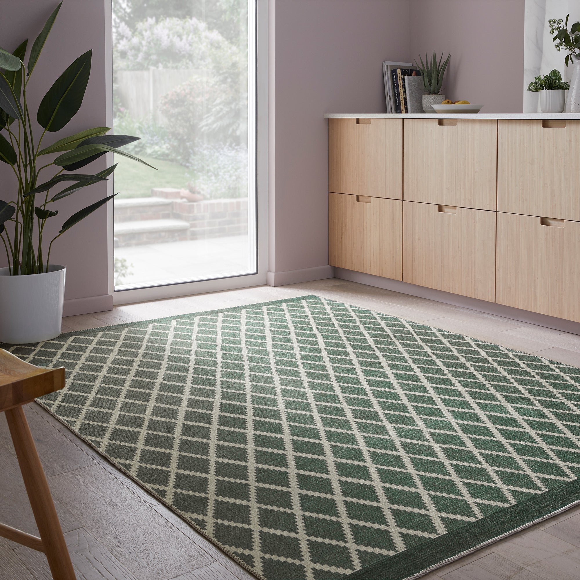 Practirug Geo Trellis Washable Rug Geo Trellis Lilypad