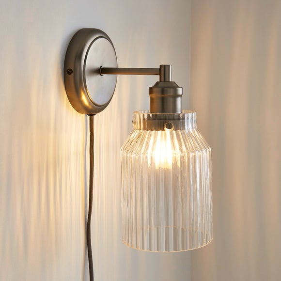 Plug in wall lamp deals with shade