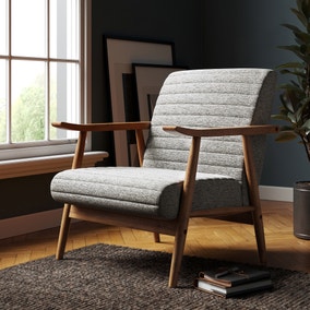 Quinn Grey Textured Weave Wooden Arm Accent Chair