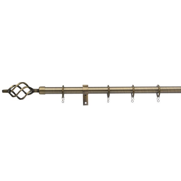 Universal Cage Fixed Metal Curtain Pole with Rings image 1 of 1