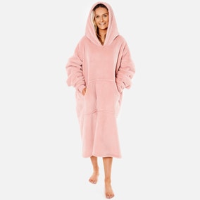 Sienna Coral Extra Long Fit Adult Fleece Oversized Blanket Hoodie