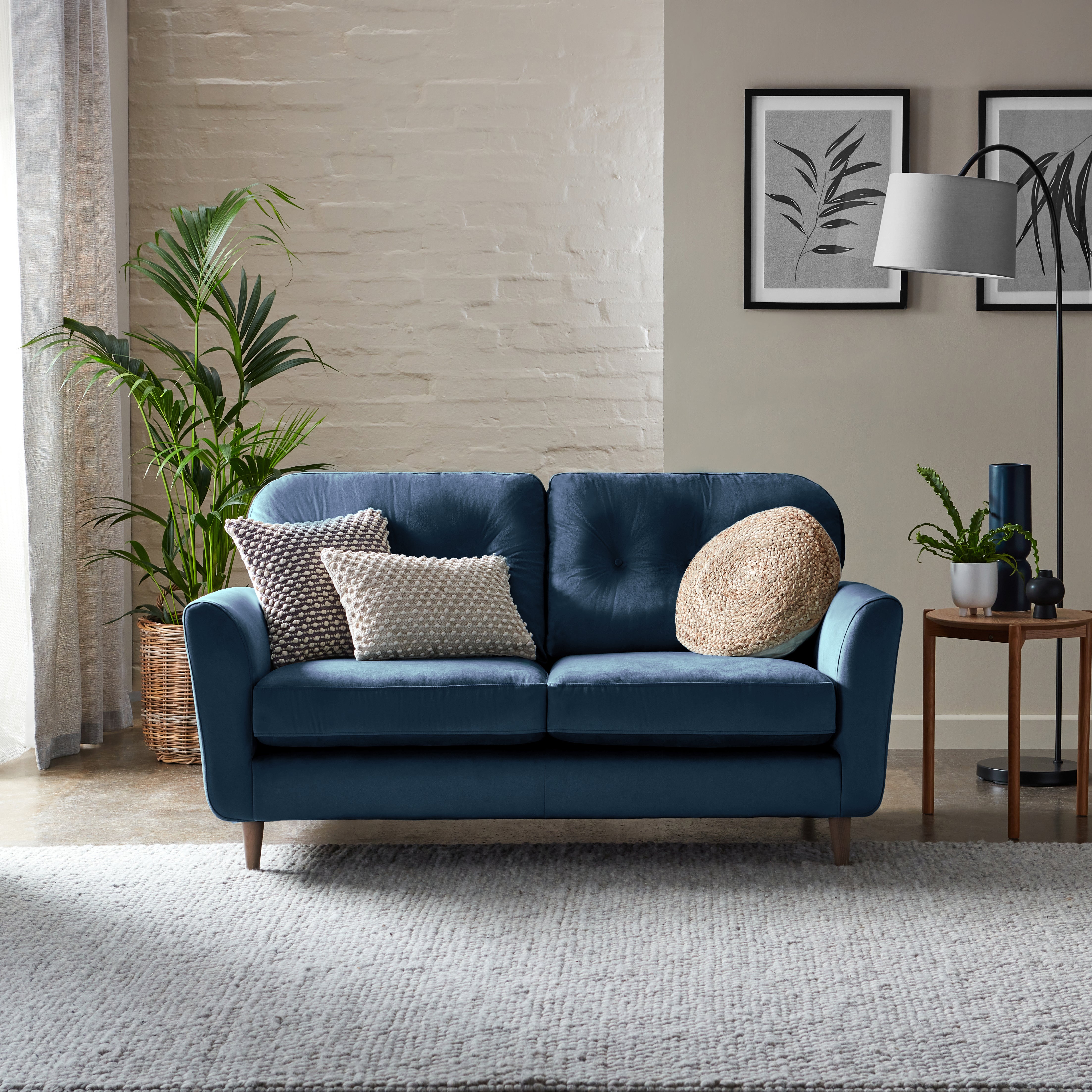 Sven Opulent Velvet 2 Seater Sofa Navy Blue