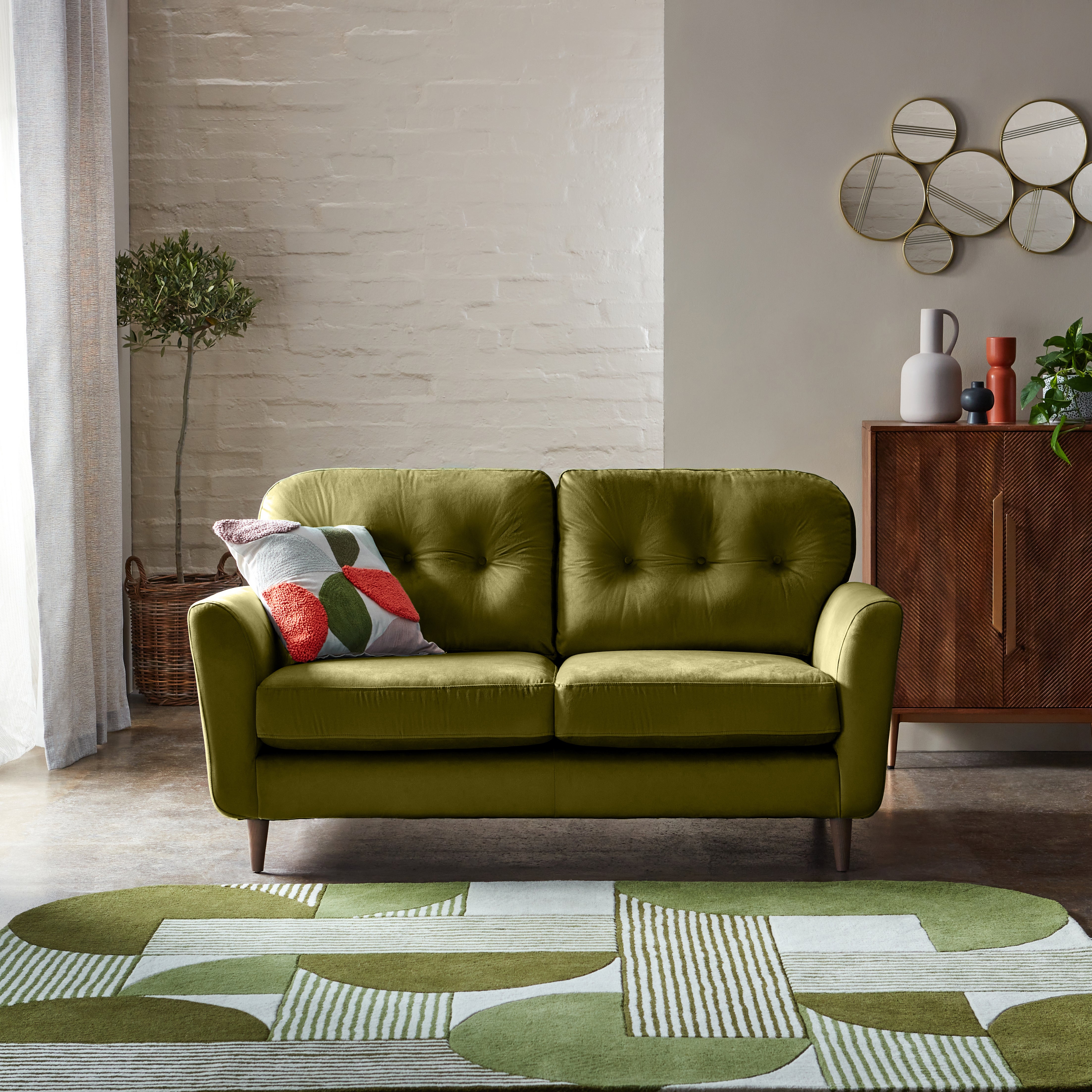 Sven Opulent Velvet 2 Seater Sofa Olive