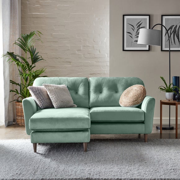 Velvet small on sale corner sofa