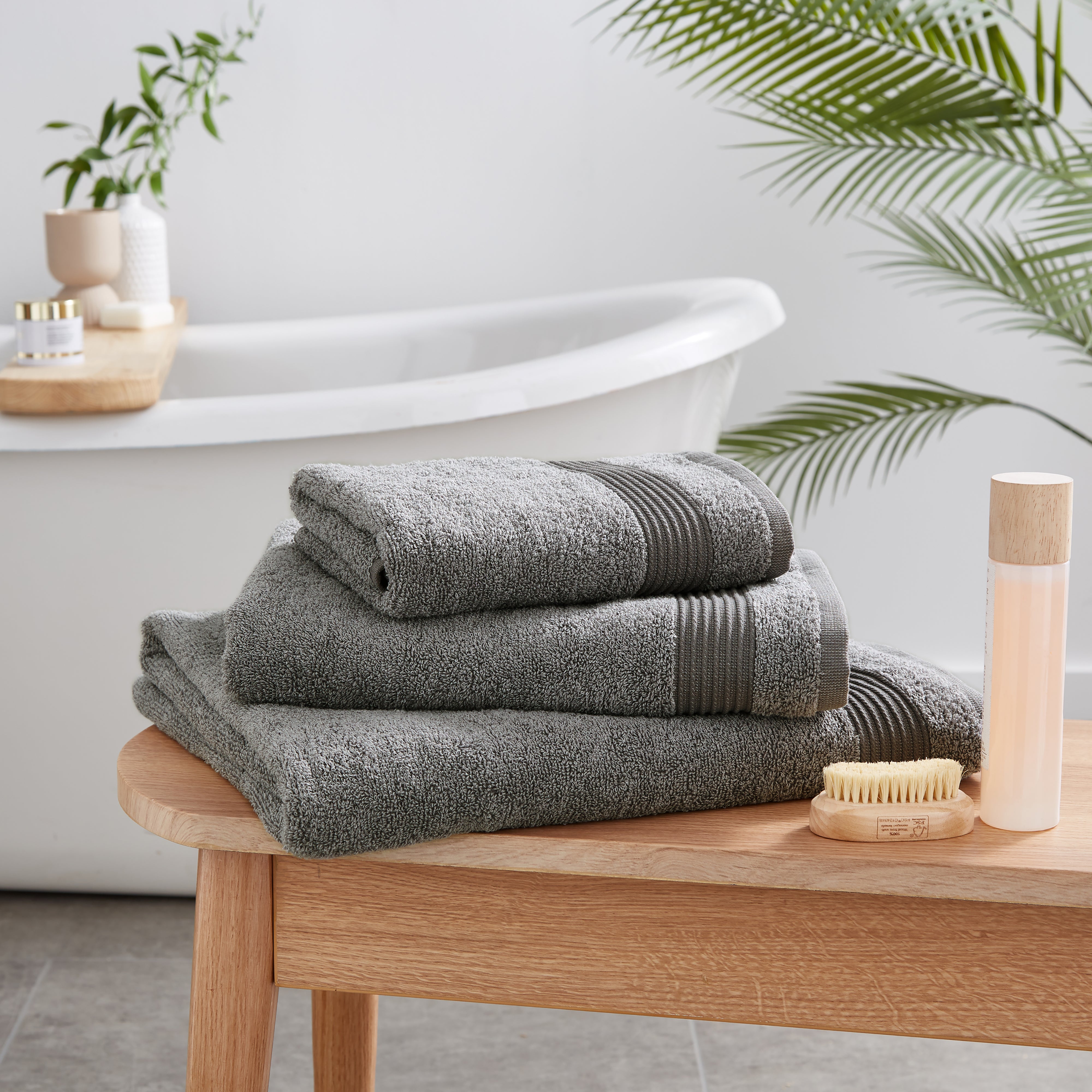 Dove Gray Cotton Bath and Hand Towels