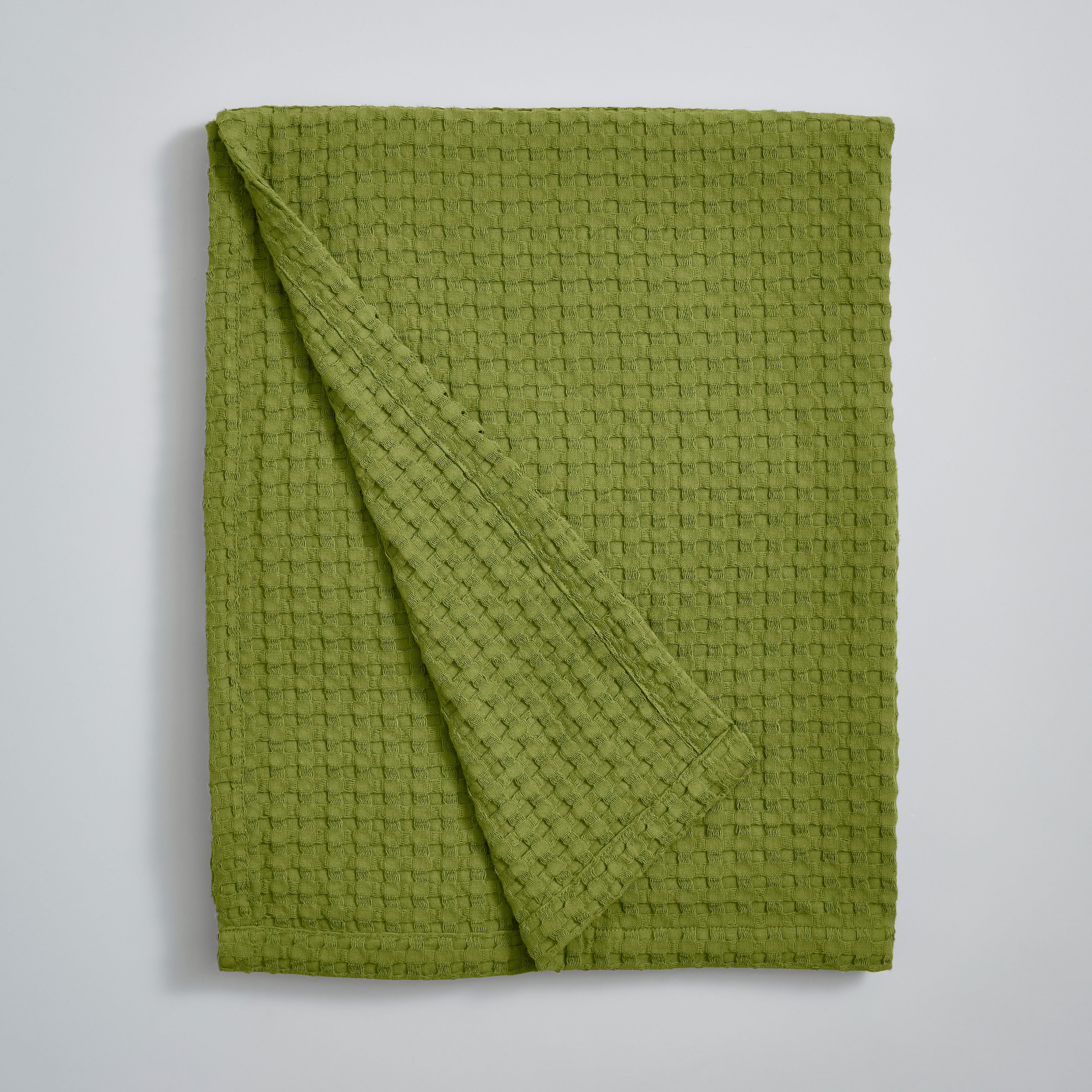 Remade 100 Recycled Cotton Waffle Throw Green